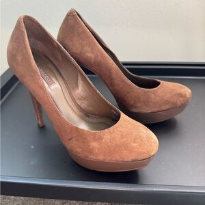 Elegant Brown Suede Platform Heels